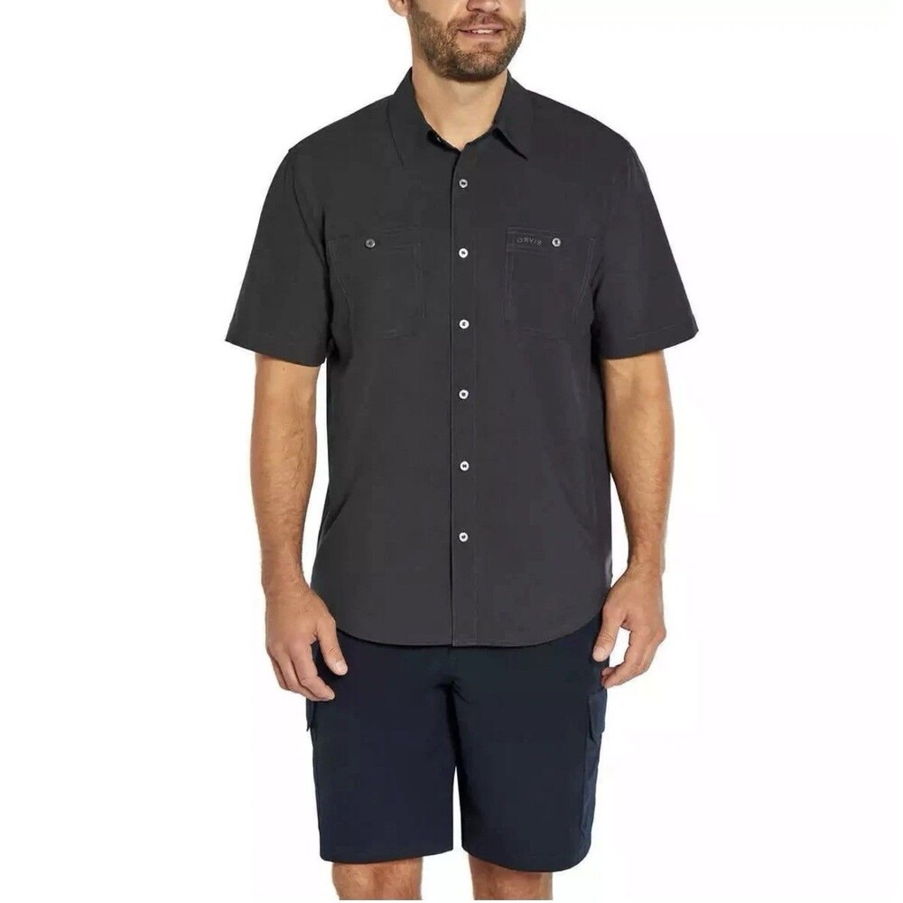 Orvis Men's Short Sleeve Button Up Tech Shirt Size Medium UPF 30+ Quick Dry